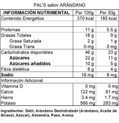 Barra energética PAL'S de dátil con arándano y almendras