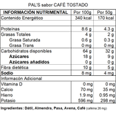 Barra energética PAL'S de dátil con café real