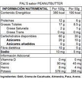 Barra energética PAL'S de dátil con crema de cacahuate